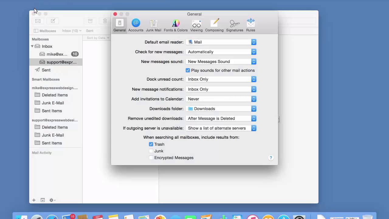install server for outgoing message on email account for mac